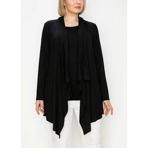 Coin 1804 Flyaway Cardigan Sweater Black Plus Size 1X